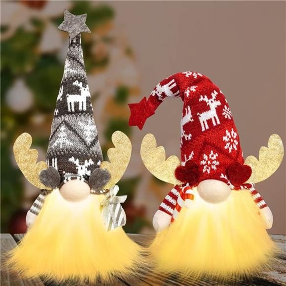Holiday 2 Pack Christmas Lighted Gnome 15 Inch Swedish Santa